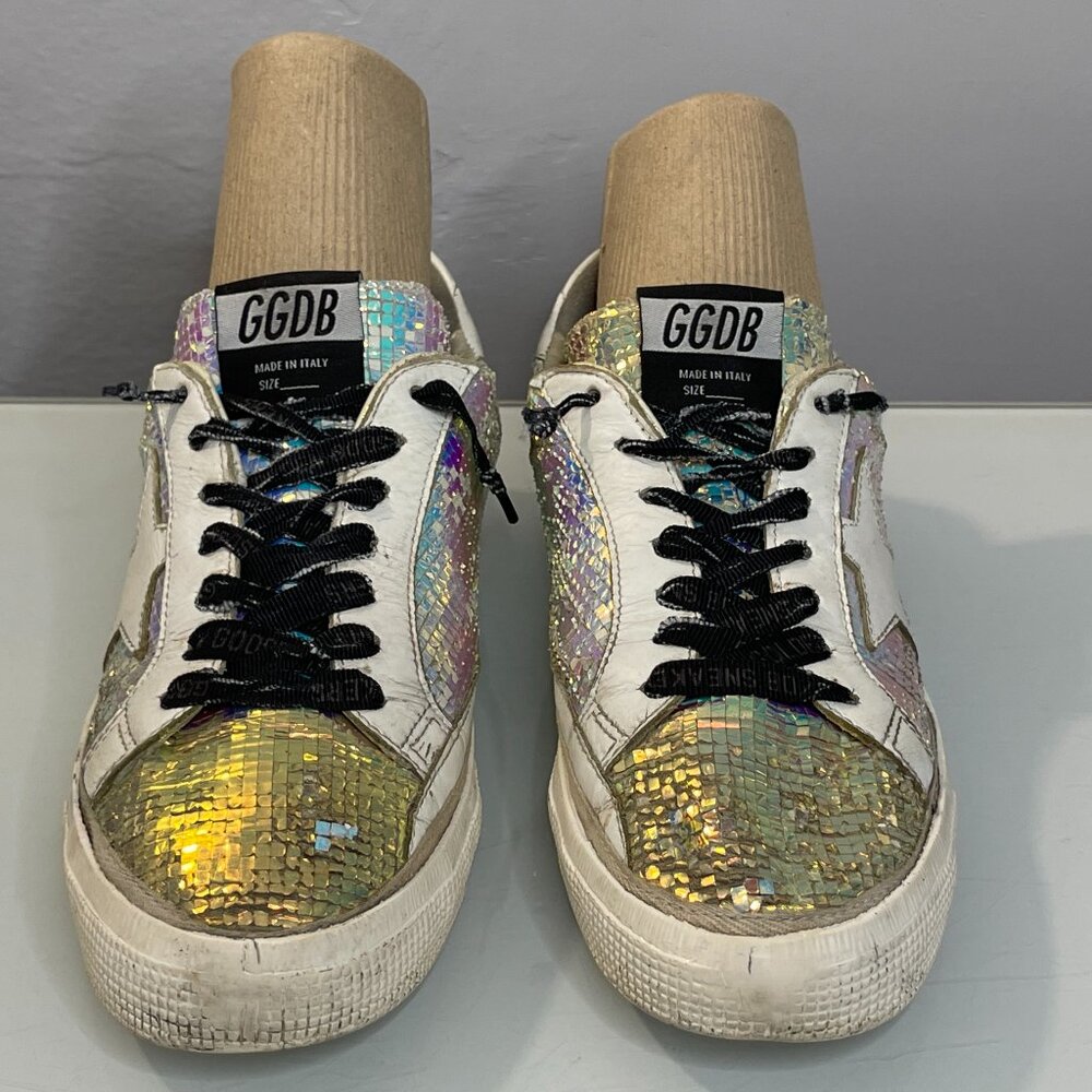 Golden Goose Womens Iridescent Holographic Superstar Sneakers with White Star - Picture 8 of 13